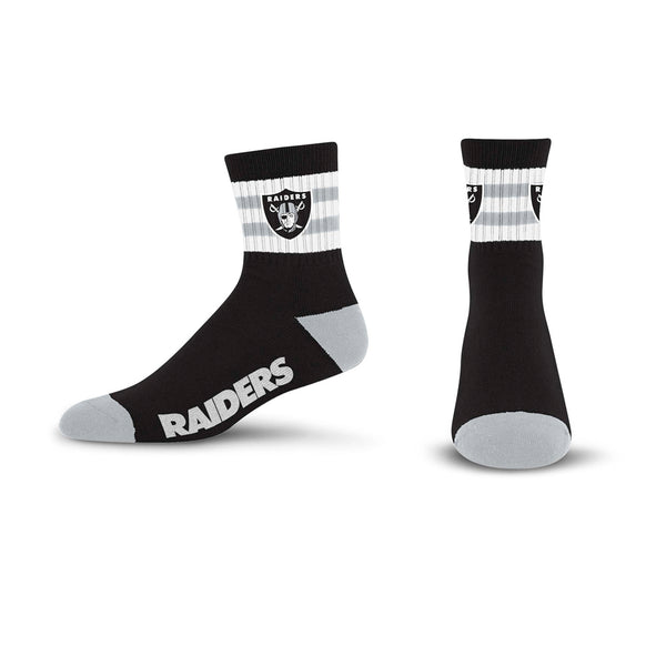 NFL Las Vegas Raiders For Bare Feet 5 Stripe Logo Quarter Socks