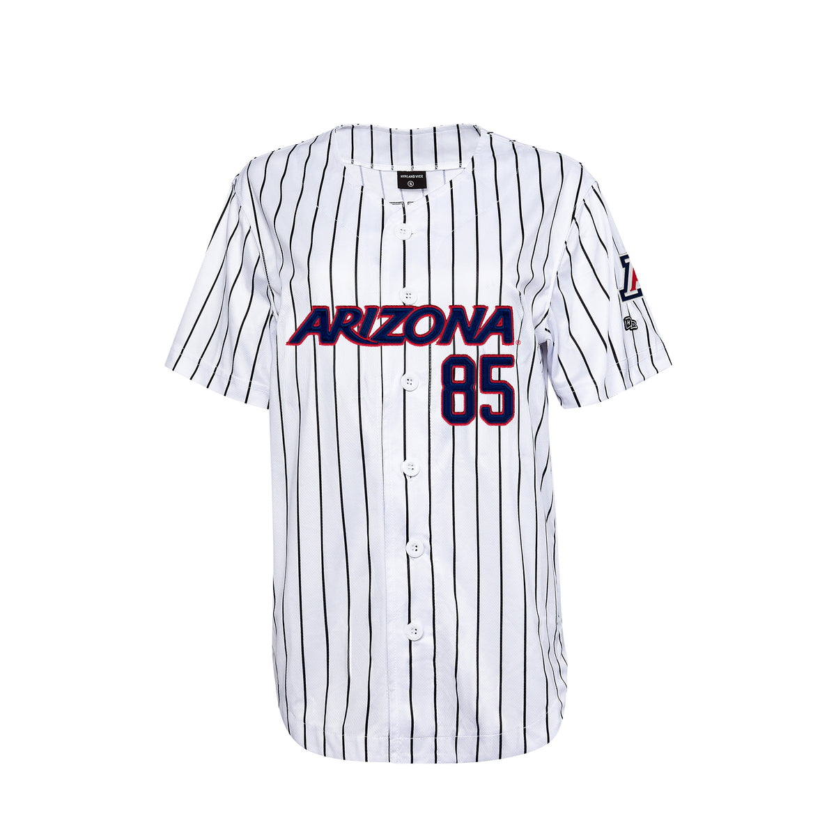 NCAA Arizona Wildcats Women's Hype & Vice Number 85 Striped Baseball Jersey- White