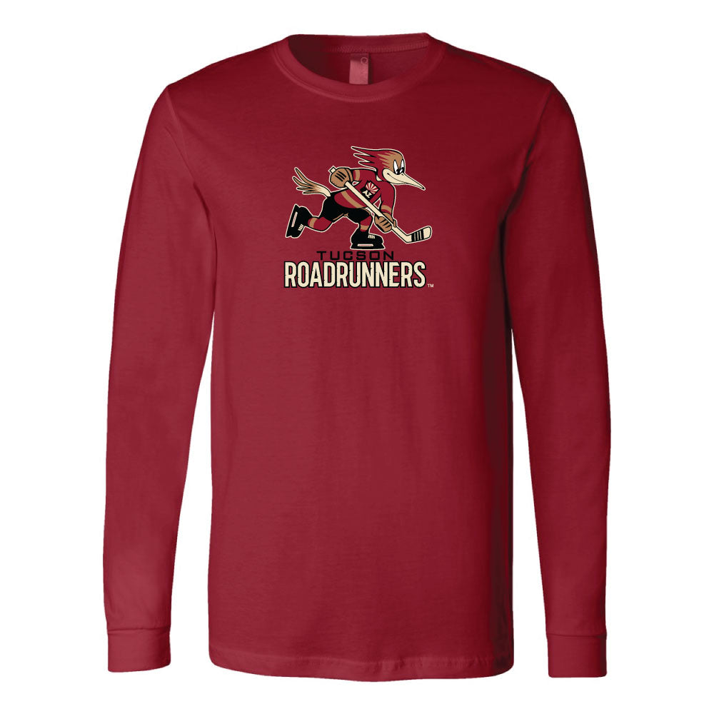 Tucson Roadrunners Primary Logo Stack Long Sleeve T-Shirt - Red
