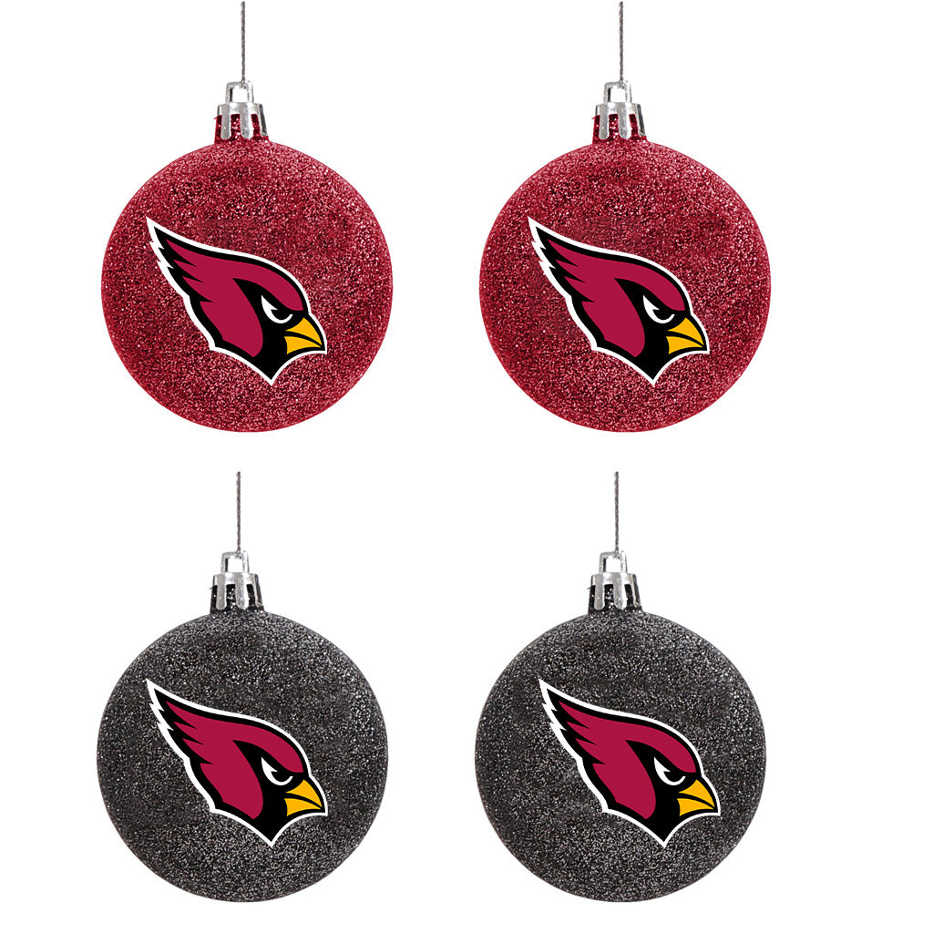 NFL Arizona Cardinals FOCO 4-Pack Glitter Ornament Set
