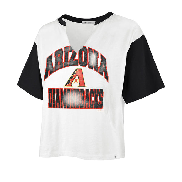 Atlanta Braves '47 Women's Inner Glow Dolly V-Neck Cropped T-Shirt - White/ Black