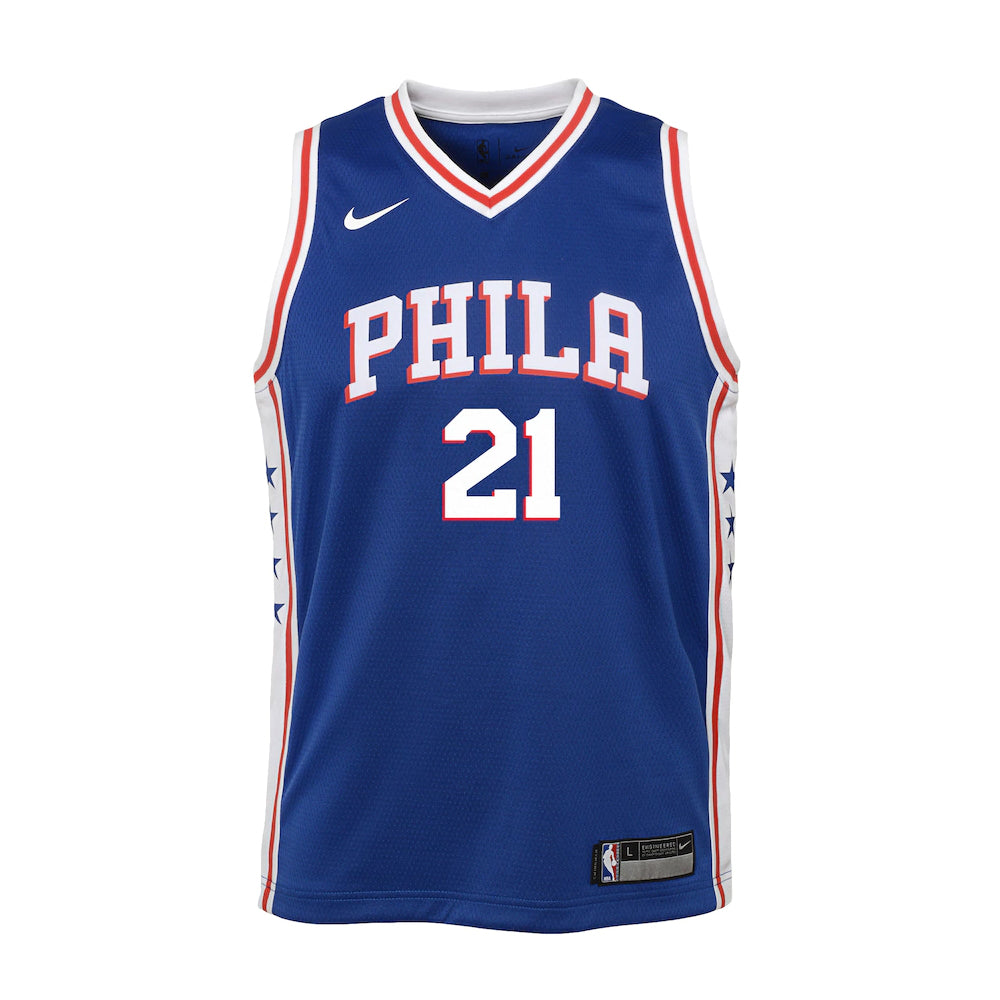 NBA Philadelphia 76ers Joel Embiid Youth Nike Icon Swingman Jersey - Blue