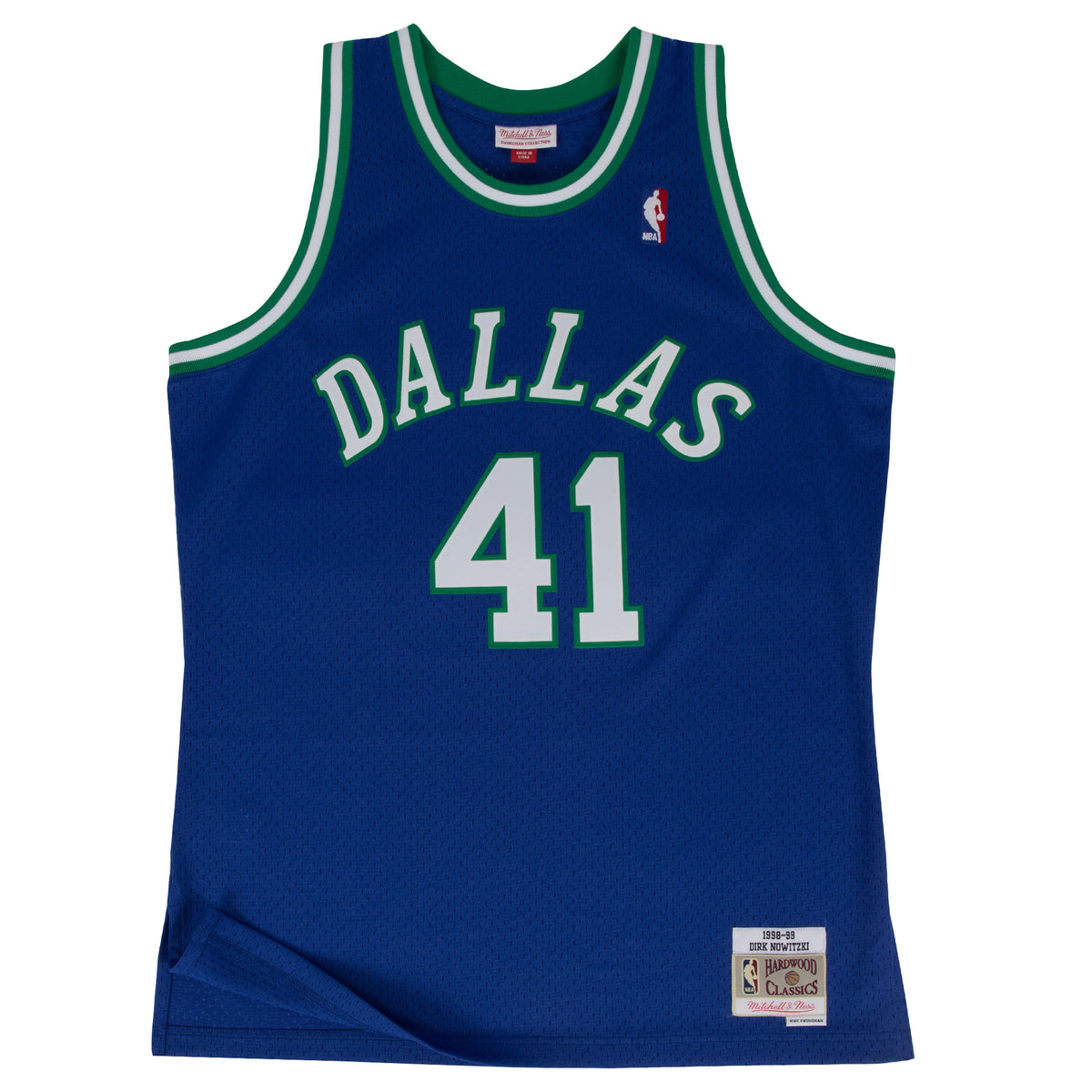 NBA Dallas Mavericks Dirk Nowitzki Mitchell &amp; Ness Retro Swingman Jersey - Blue - Just Sports