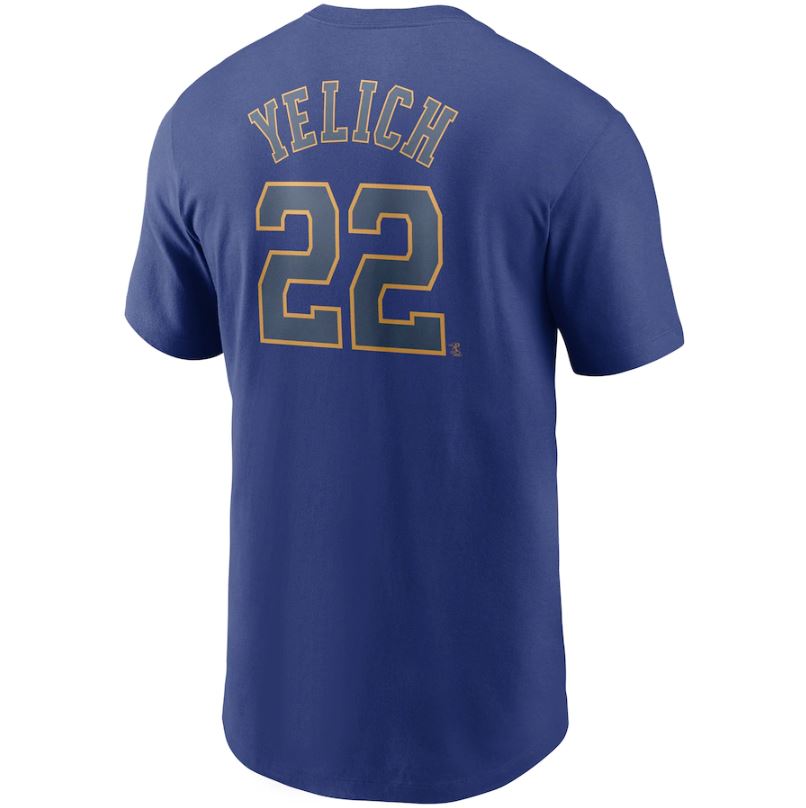 MLB Milwaukee Brewers Christian Yelich Nike Name &amp; Number Tee - Navy