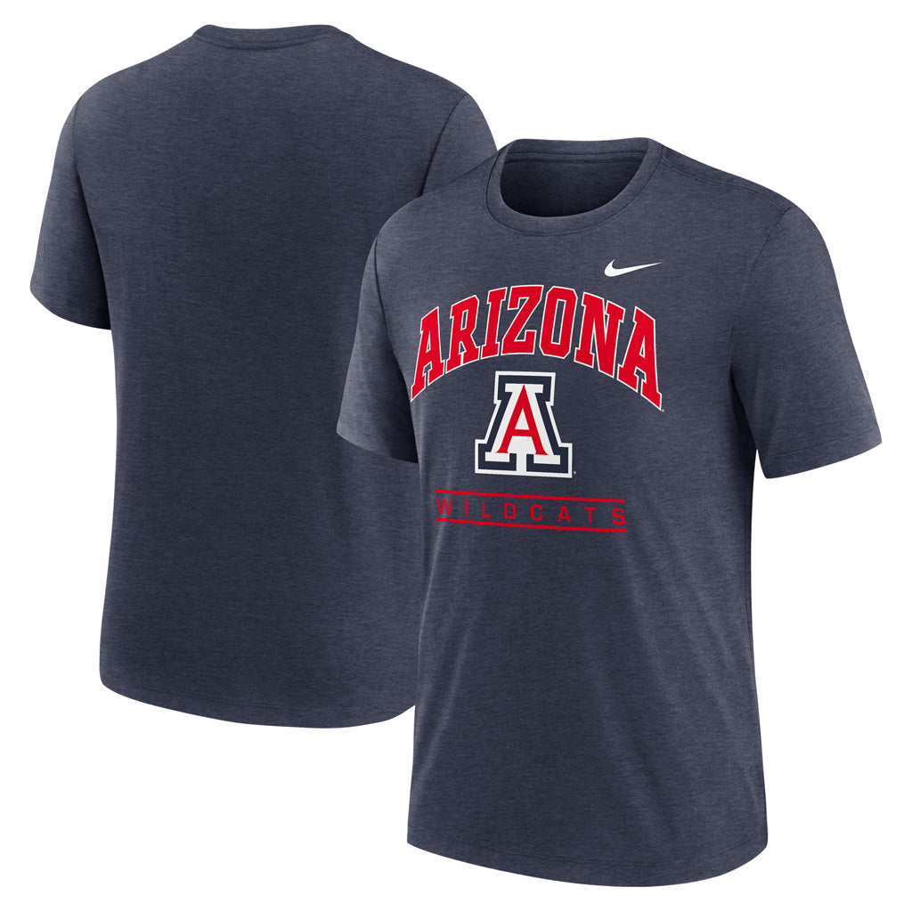 NCAA Arizona Wildcats Nike Tri-Blend Stack T-Shirt - Navy