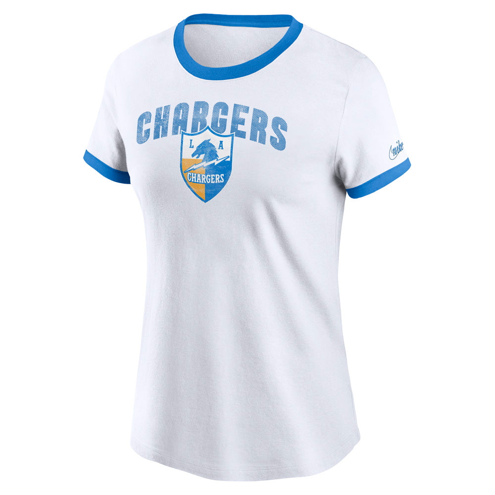 NFL Los Angeles Chargers Women&#39;s Nike Rewind Ringer Tee