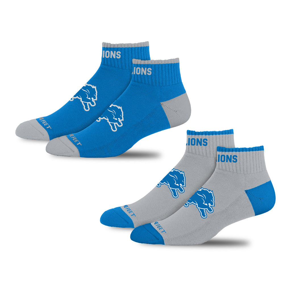 NFL Detroit Lions For Bare Feet Front & Center 2-Pack Socks - Blue & Gray