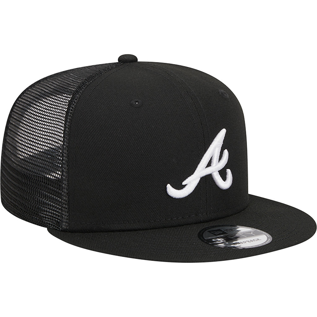 MLB Atlanta Braves New Era Black & White 9FIFTY Snapback Trucker Hat - Black