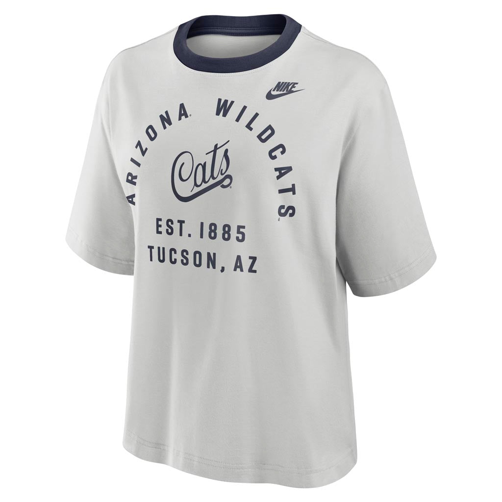 NCAA Arizona Wildcats Women's Nike Legacy Arch Boxy Crop T-Shirt - Gray