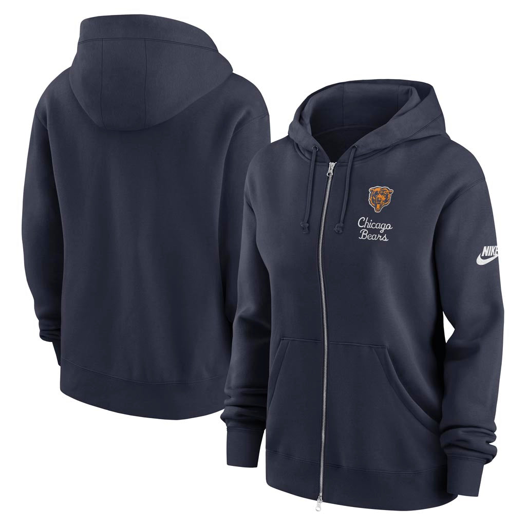 NFL Chicago Bears Women's Nike Rewind Phoenix Full-Zip Hoodie - Navy