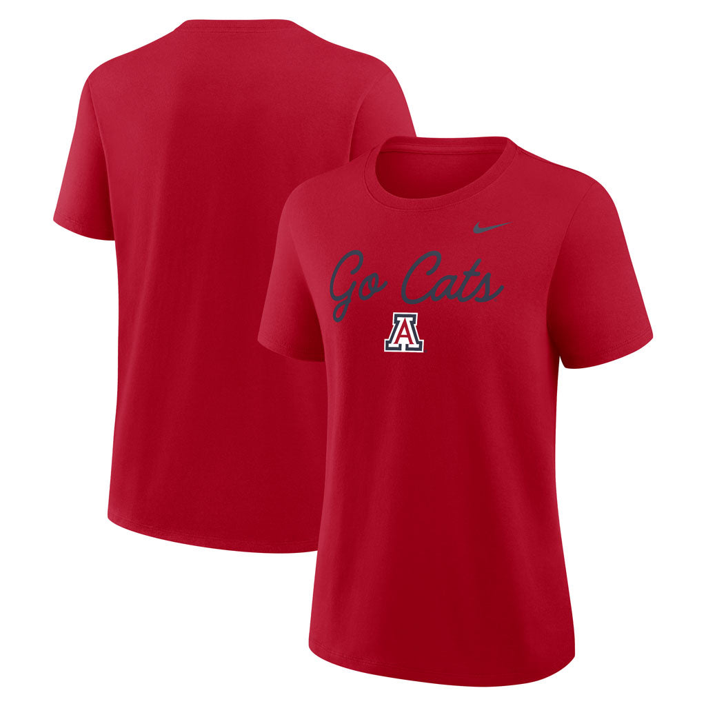 NCAA Arizona Wildcats Women's Nike Go Cats Script Mantra T-Shirt - Red