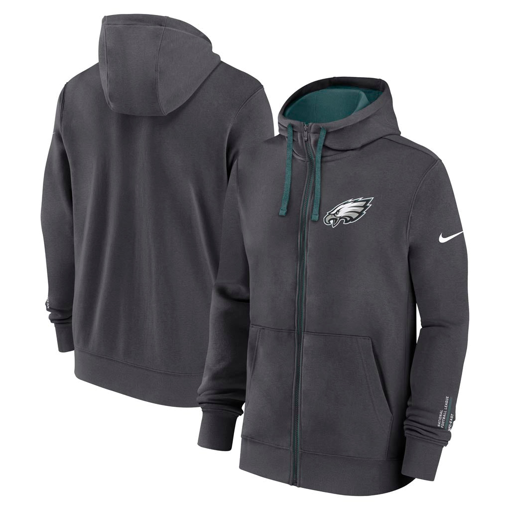 NFL Philadelphia Eagles Nike Club Full-Zip Hoodie - Charcoal
