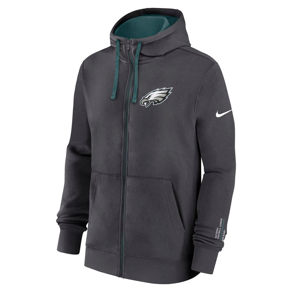 NFL Philadelphia Eagles Nike Club Full-Zip Hoodie - Charcoal