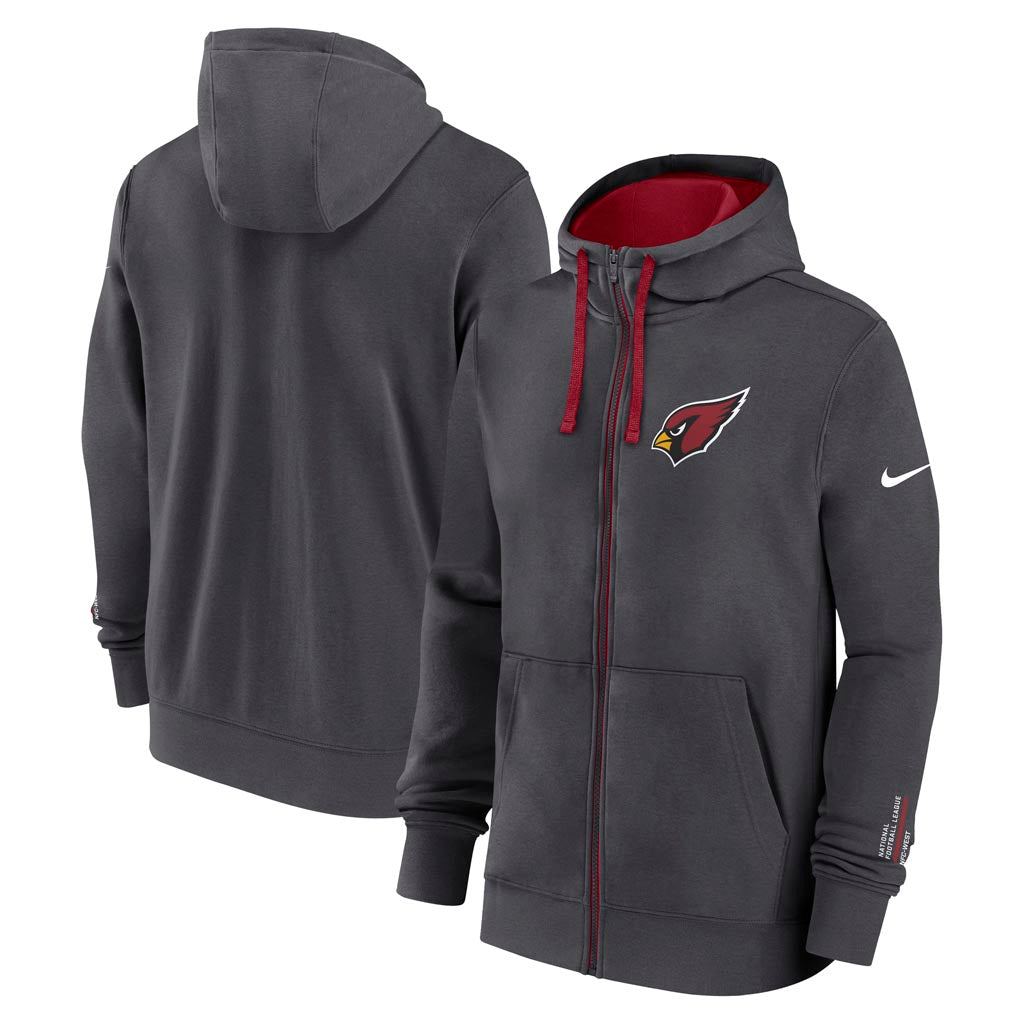 NFL Arizona Cardinals Nike Club Full-Zip Hoodie - Charcoal