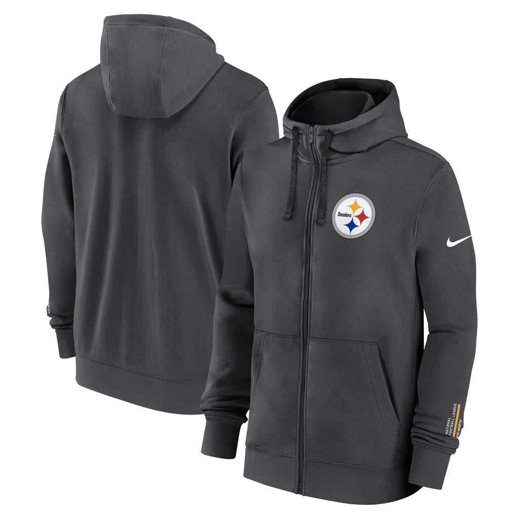 NFL Pittsburgh Steelers Nike Club Full-Zip Hoodie - Charcoal