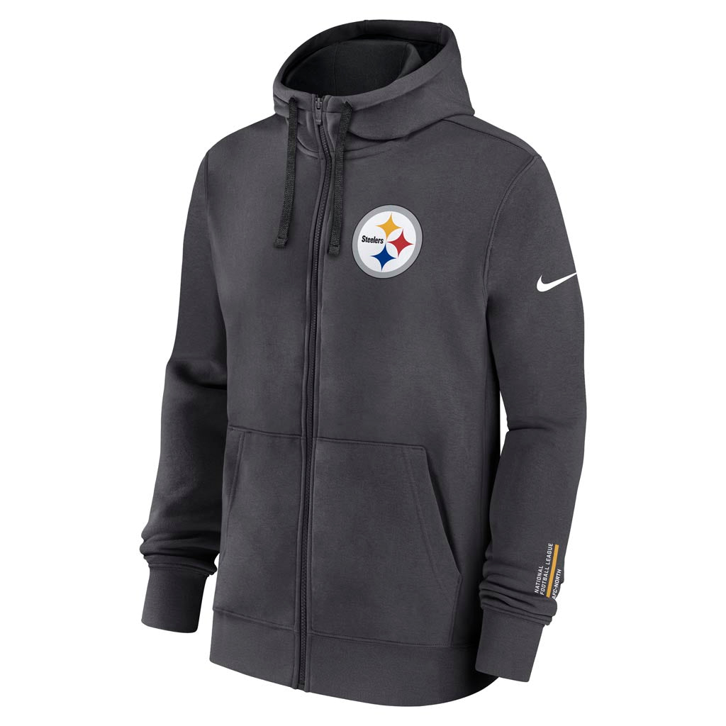 NFL Pittsburgh Steelers Nike Club Full-Zip Hoodie - Charcoal