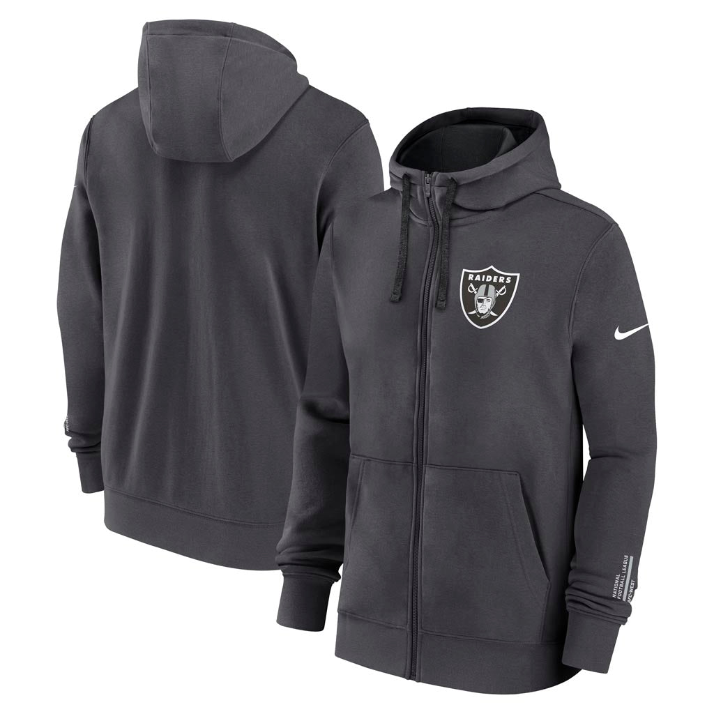 NFL Las Vegas Raiders Nike Club Full-Zip Hoodie - Charcoal