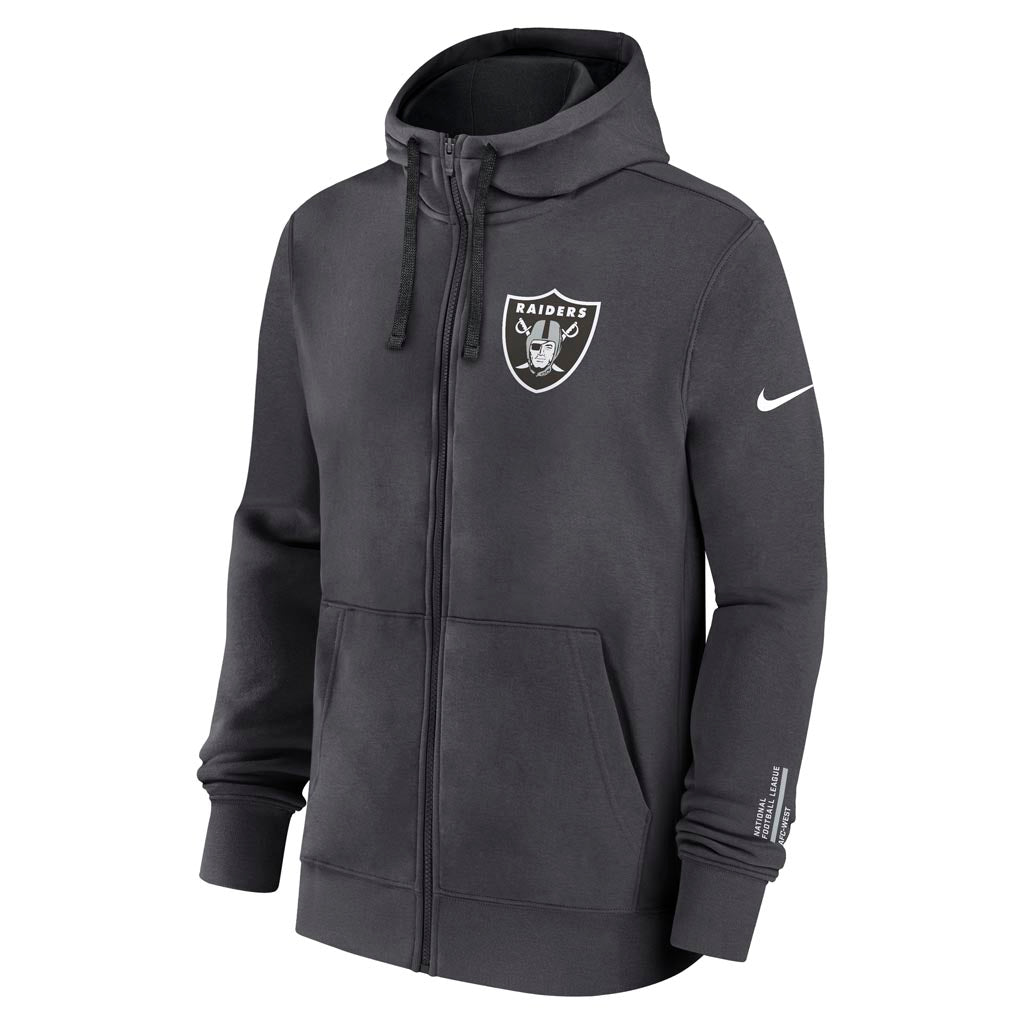NFL Las Vegas Raiders Nike Club Full-Zip Hoodie - Charcoal