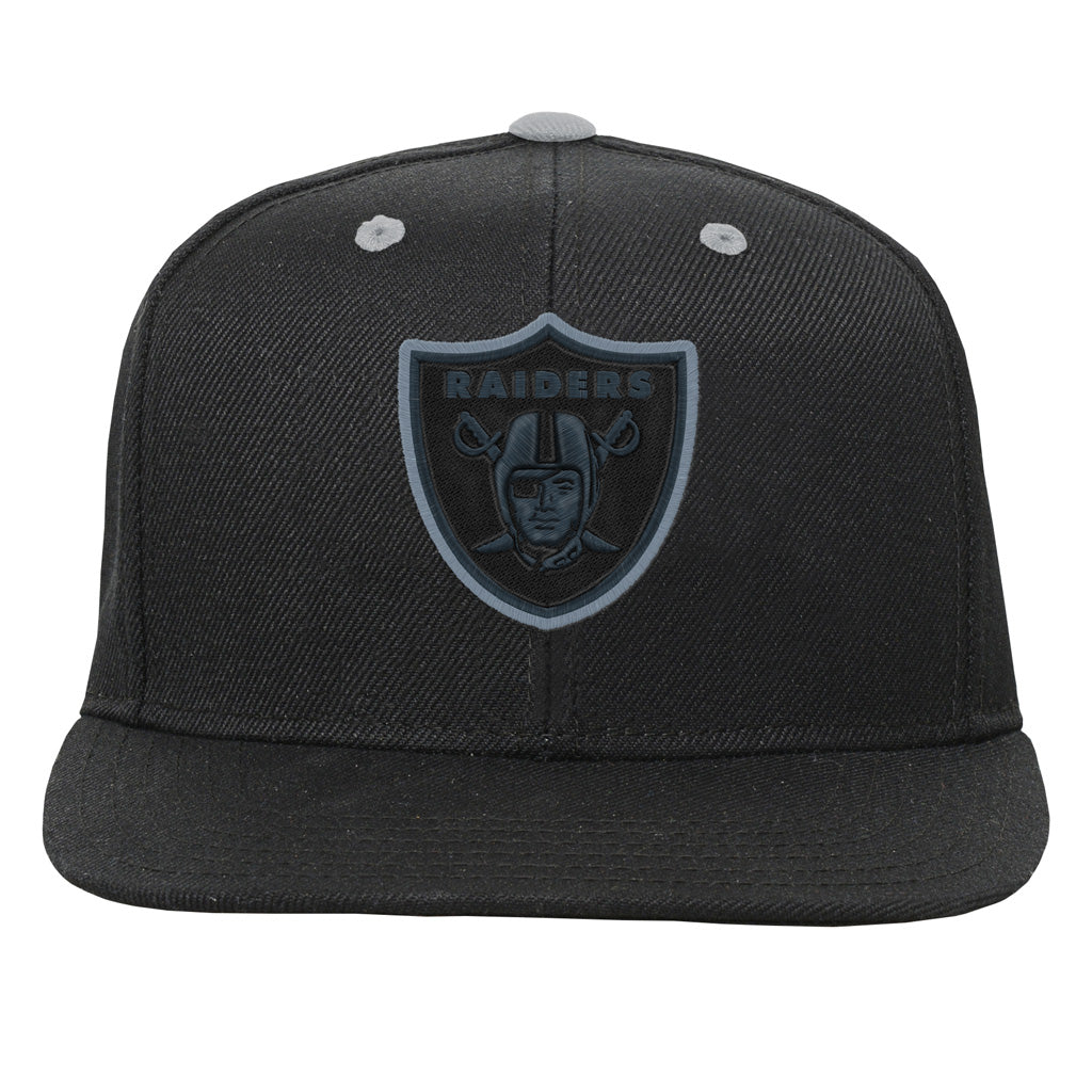 NFL Las Vegas Raiders Youth Outerstuff Team Color Pop Flatbrim Adjustable Snapback Hat - Black