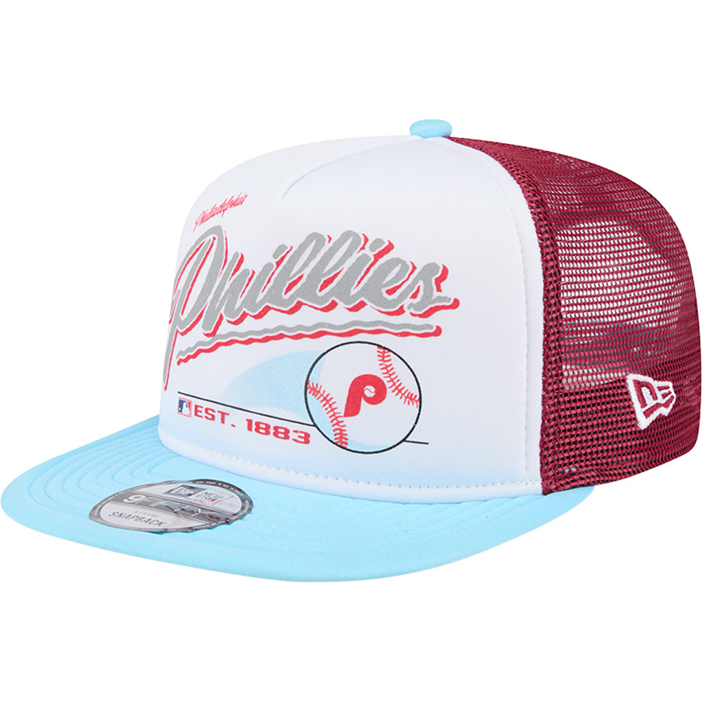 MLB Philadelphia Phillies New Era Retro Script 9FIFTY A-Frame Snapback Hat - White