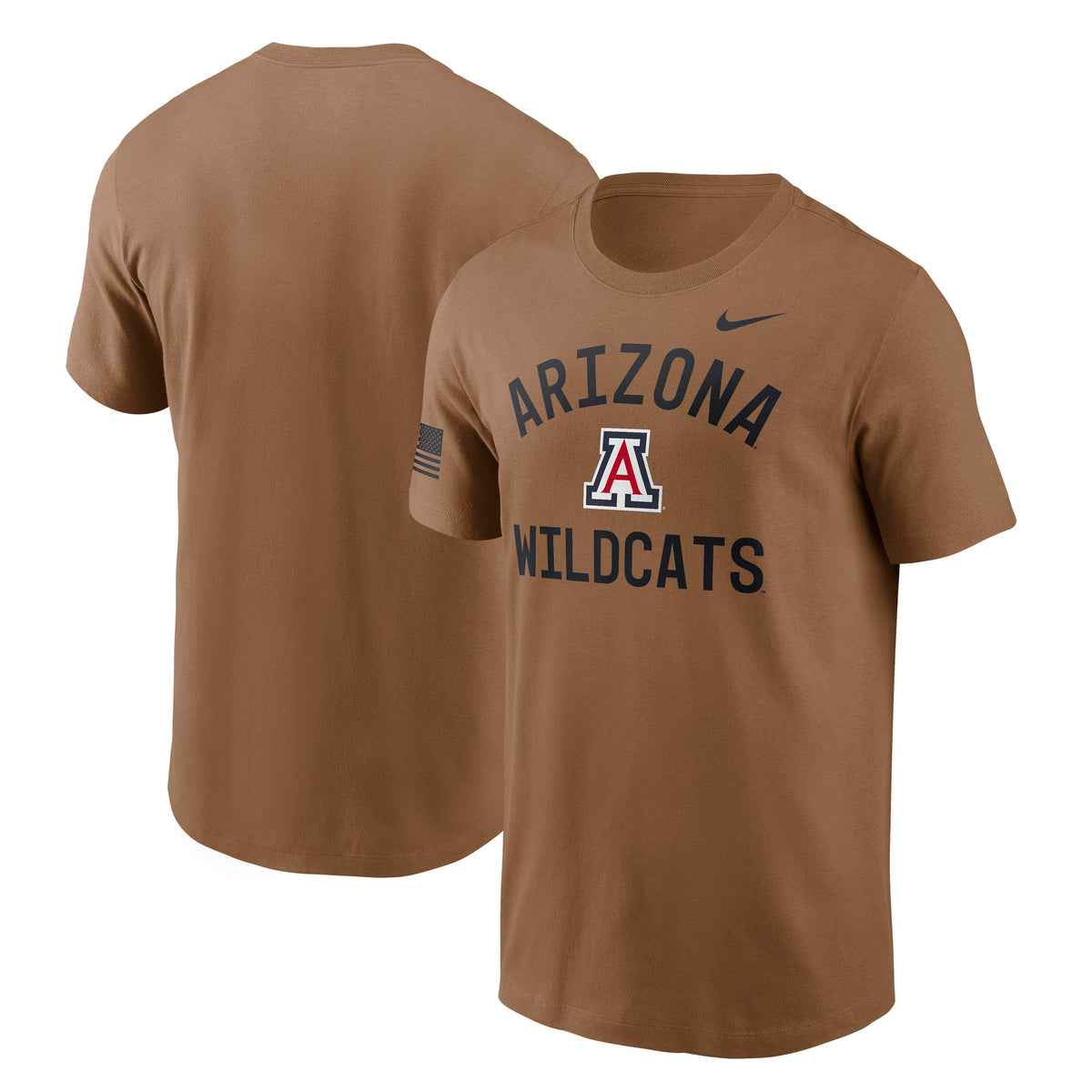 NCAA Arizona Wildcats Nike Dri-Fit Military Crew T-Shirt- Brown