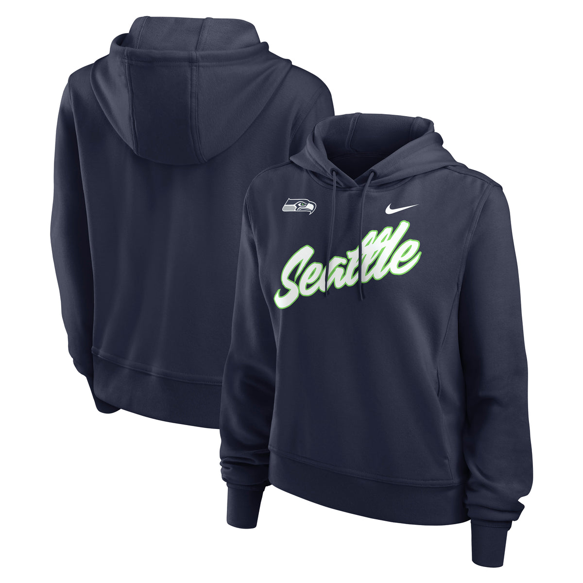NFL Seattle Seahawks Women's Nike Script Dri-Fit Perf One Hoodie- Navy