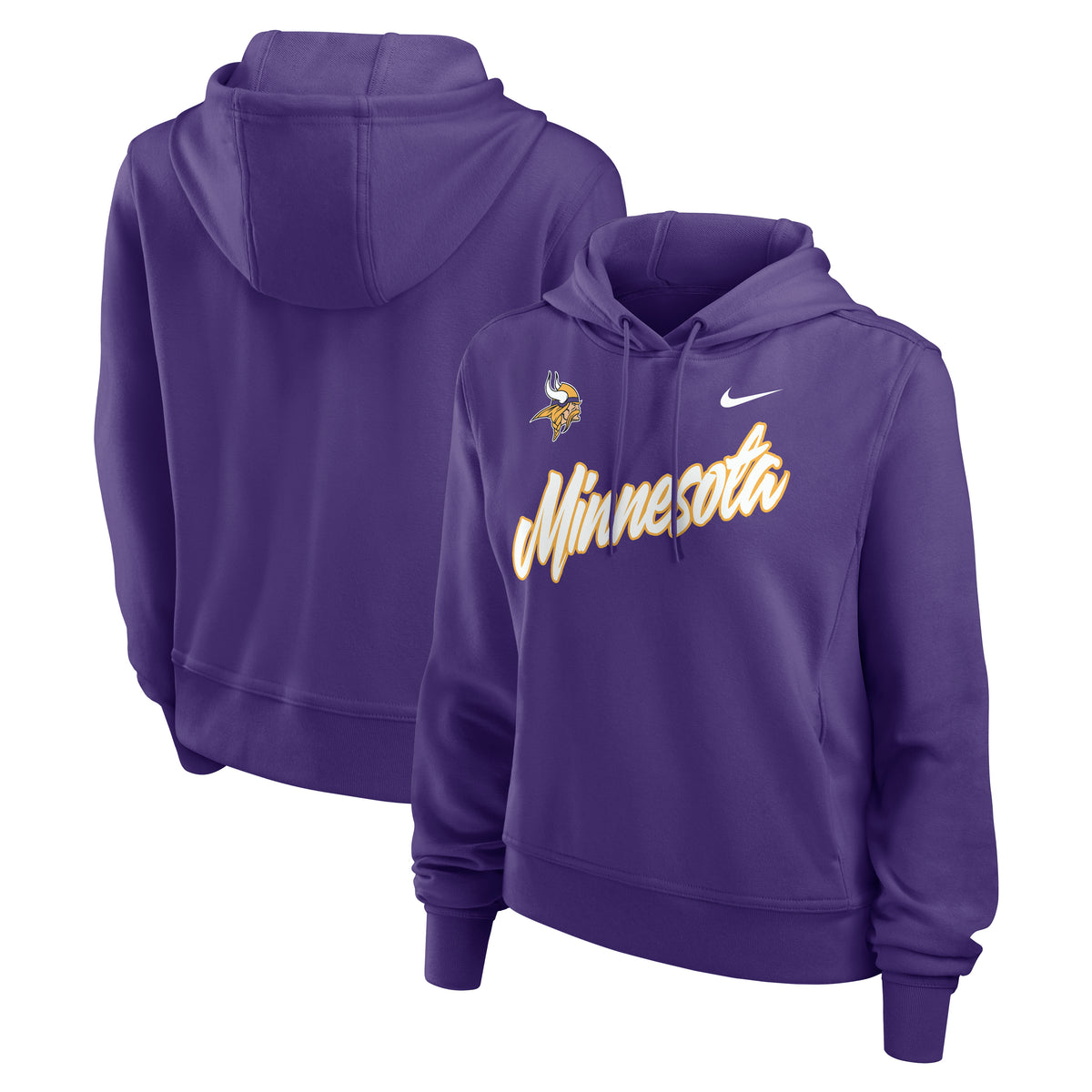 NFL Minnesota Vikings Women's Nike Script Dri-Fit Perf One Hoodie- Purple