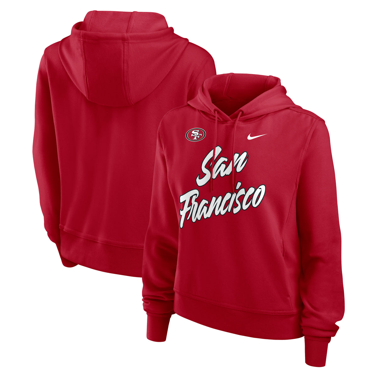 NFL San Francisco 49ers Women's Nike Script Dri-Fit Perf One Hoodie- Red