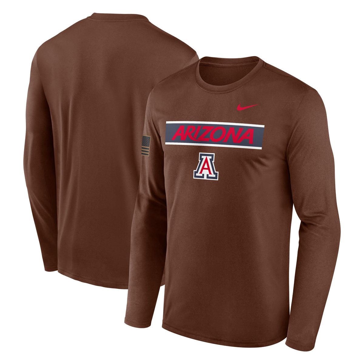 NCAA Arizona Wildcats Nike Dri-Fit Military Legend Long Sleeve T-Shirt- Brown