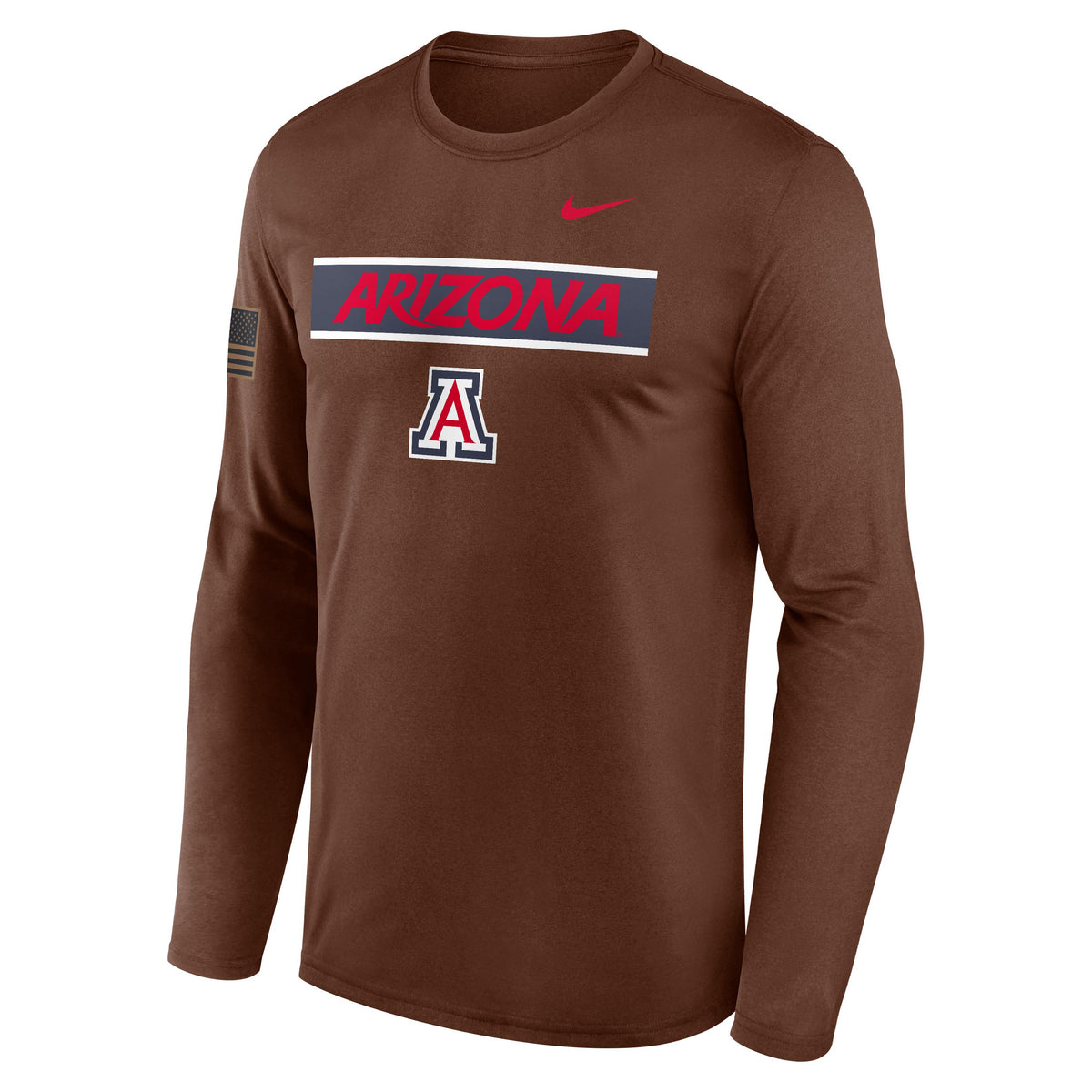 NCAA Arizona Wildcats Nike Dri-Fit Military Legend Long Sleeve T-Shirt- Brown