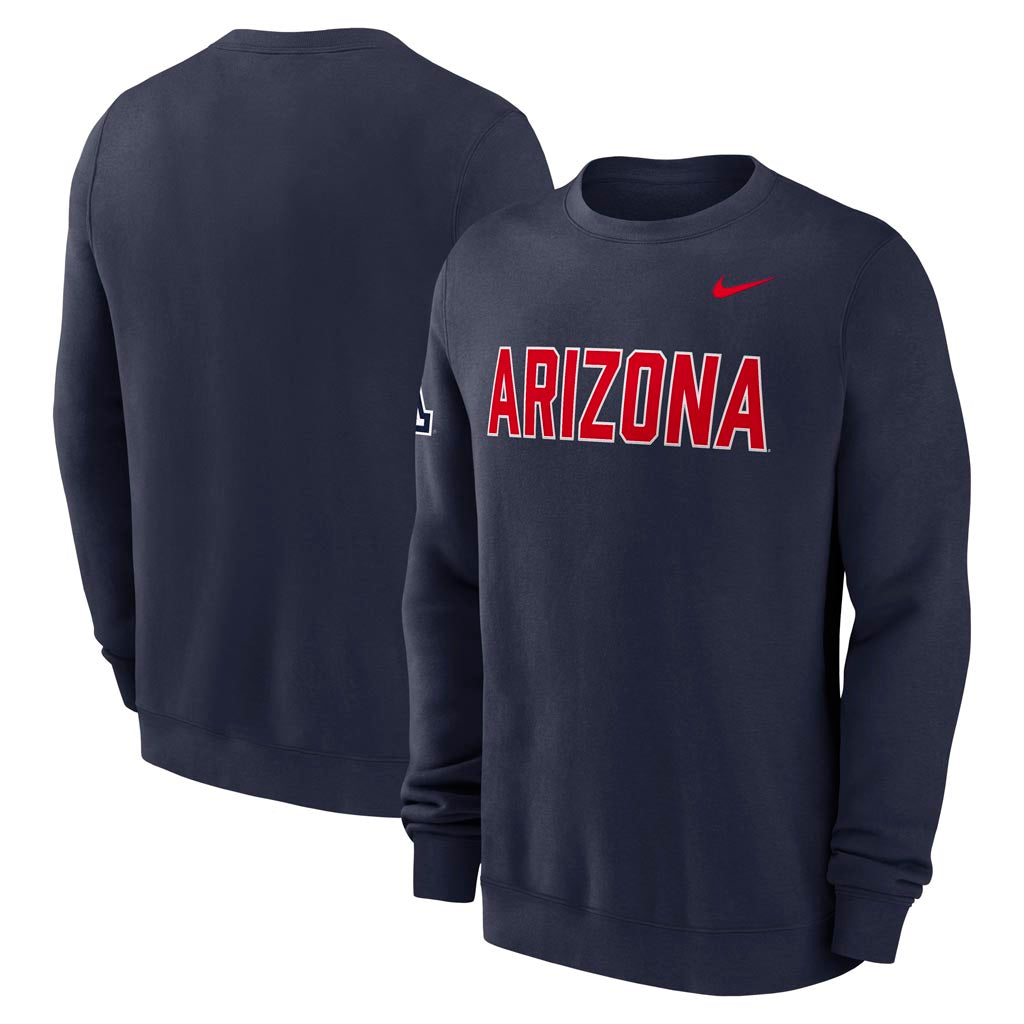 NCAA Arizona Wildcats Nike Fleece Club Crew Sweatshirt - Navy
