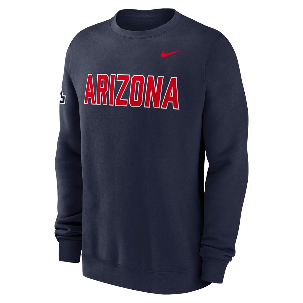 NCAA Arizona Wildcats Nike Fleece Club Crew Sweatshirt - Navy