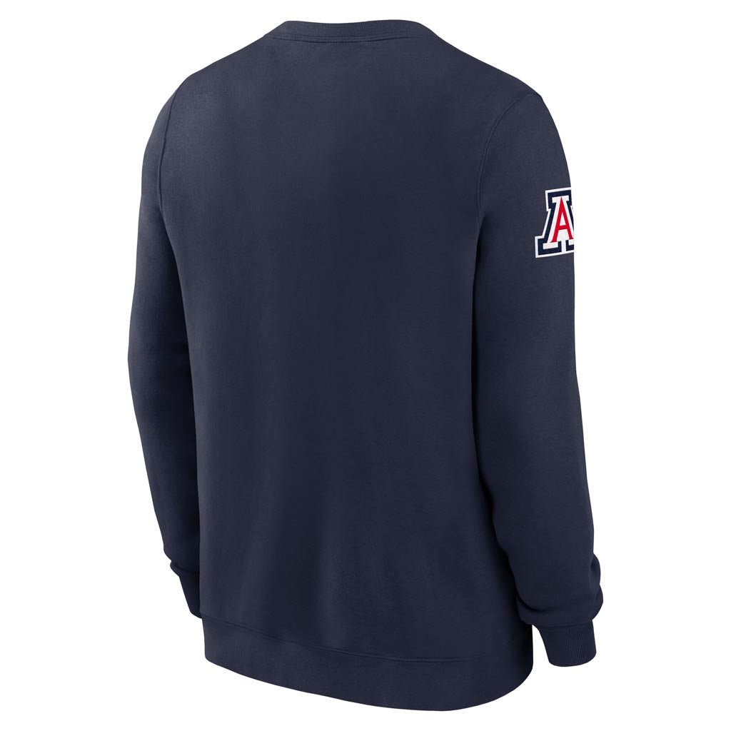 NCAA Arizona Wildcats Nike Fleece Club Crew Sweatshirt - Navy