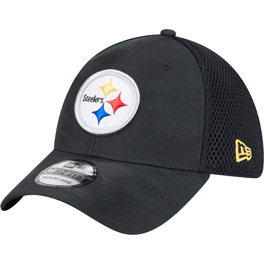 NFL Pittsburgh Steelers New Era Black Camo 39THIRTY Flex Fit Hat - Black