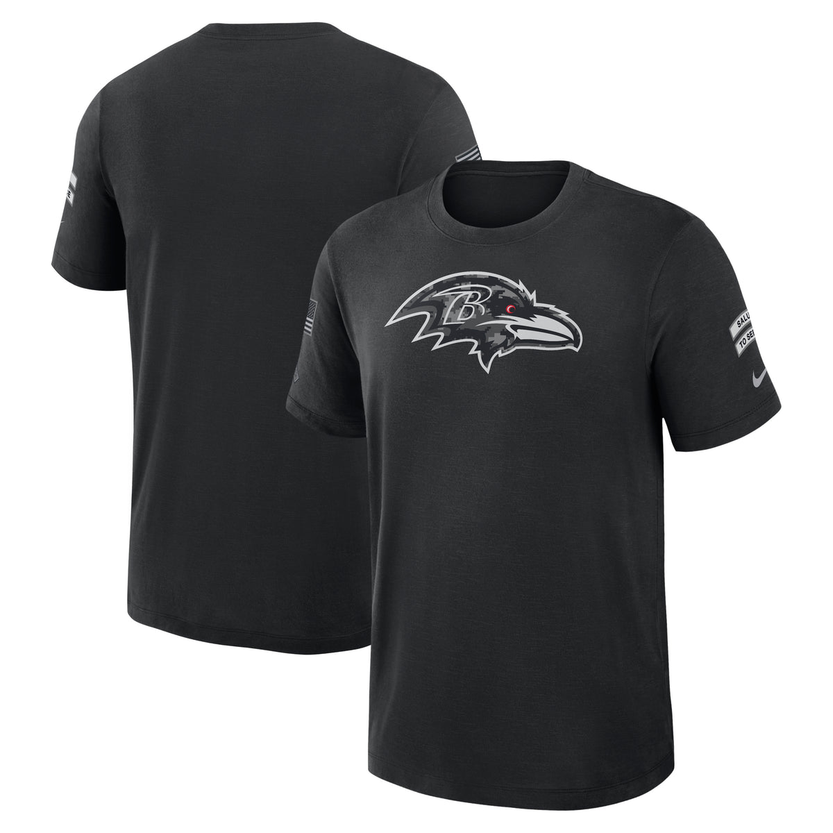 NFL Baltimore Ravens Nike 2026 Salute to Service Slub Crew T-Shirt- Black