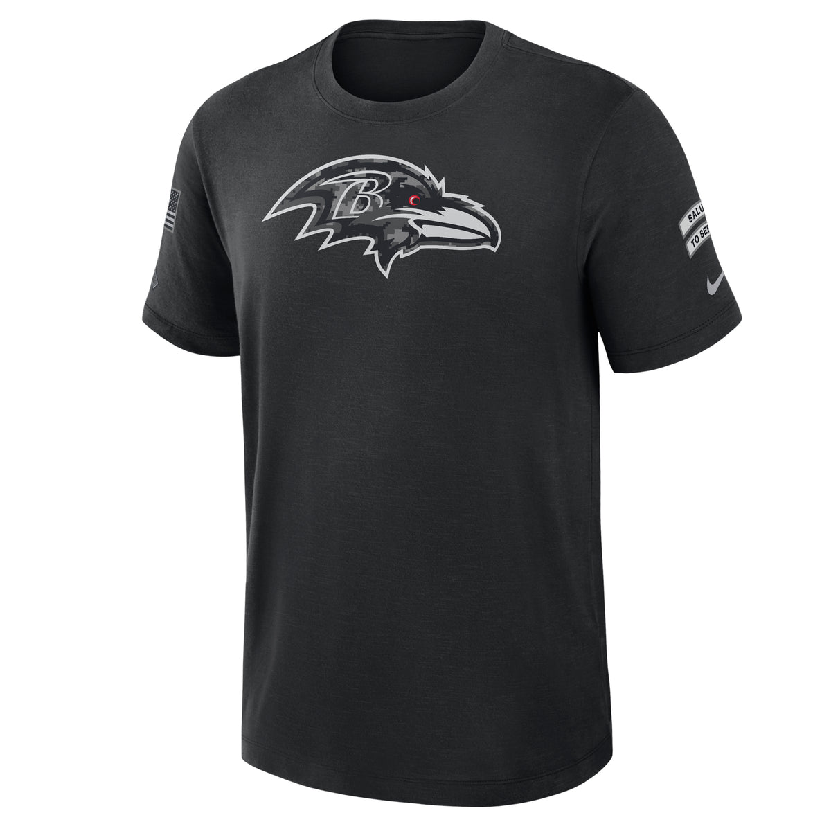 NFL Baltimore Ravens Nike 2026 Salute to Service Slub Crew T-Shirt- Black
