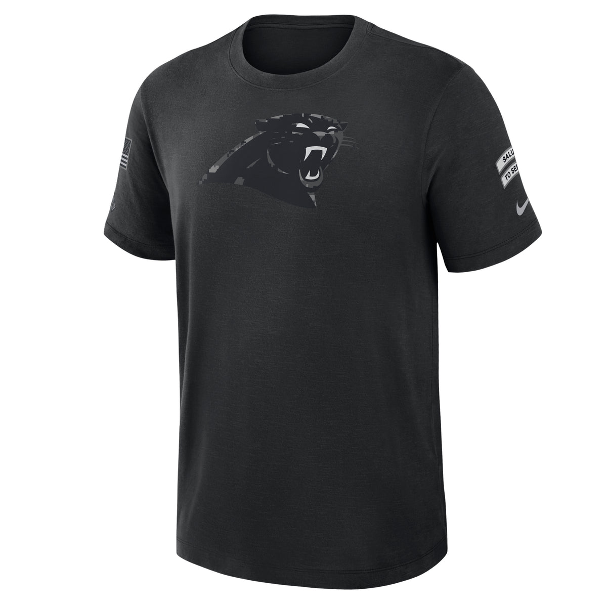 NFL Carolina Panthers Nike 2026 Salute to Service Slub Crew T-Shirt- Black