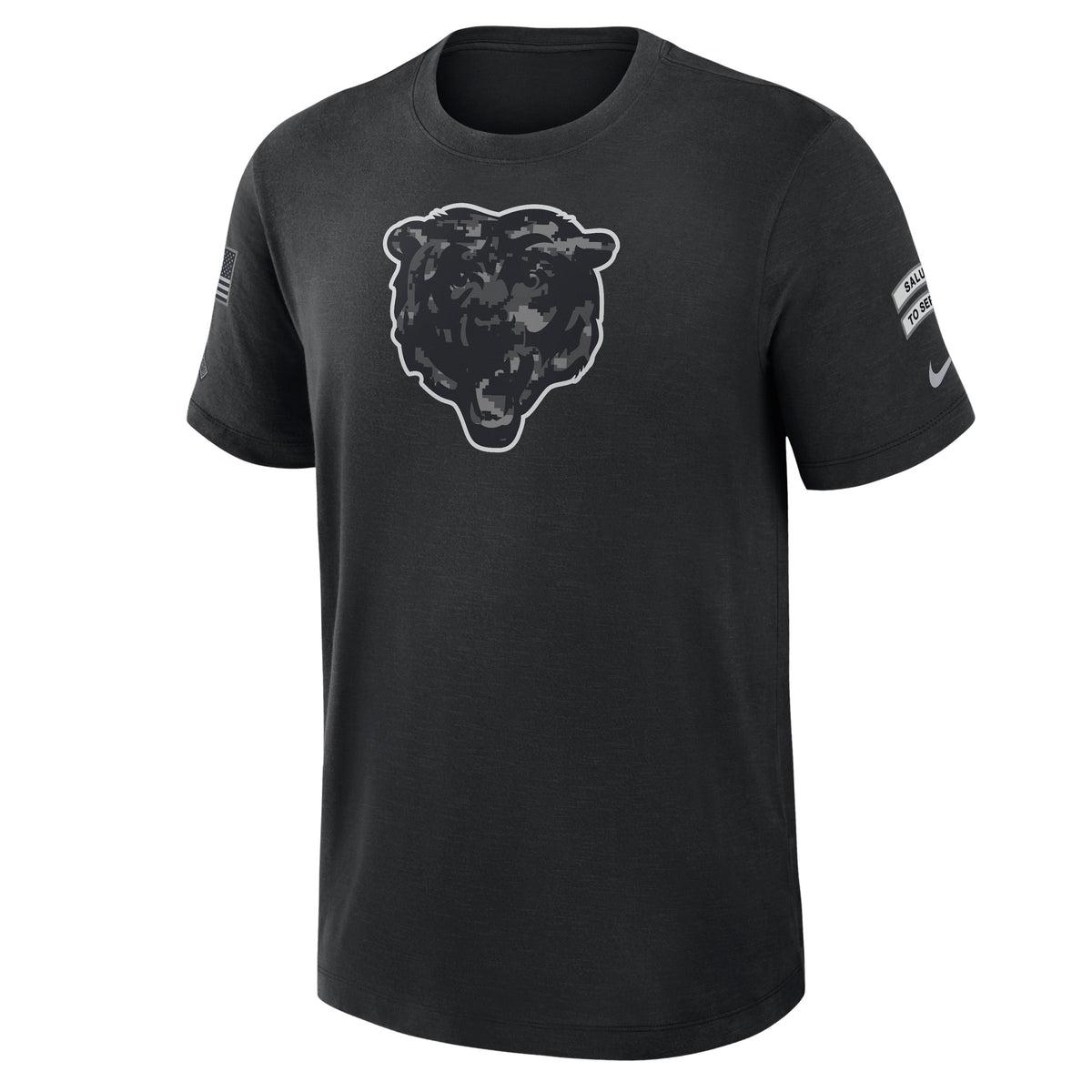 NFL Chicago Bears Nike 2026 Salute to Service Slub Crew T-Shirt- Black