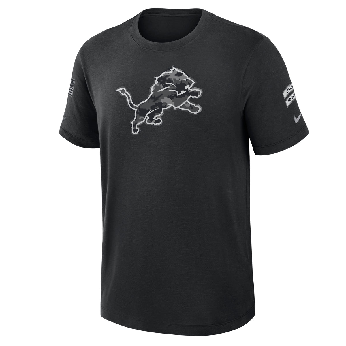 NFL Detroit Lions Nike 2026 Salute to Service Slub Crew T-Shirt- Black