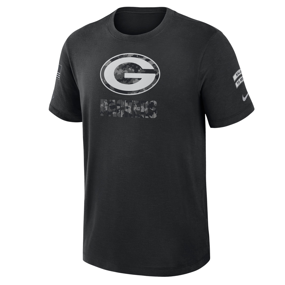 NFL Green Bay Packers Nike 2026 Salute to Service Slub Crew T-Shirt- Black