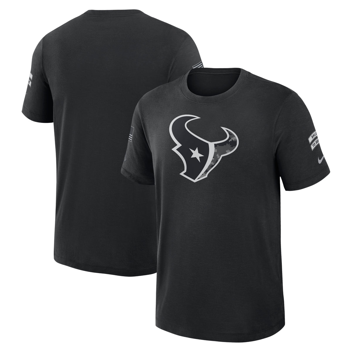 NFL Houston Texans Nike 2026 Salute to Service Slub Crew T-Shirt- Black