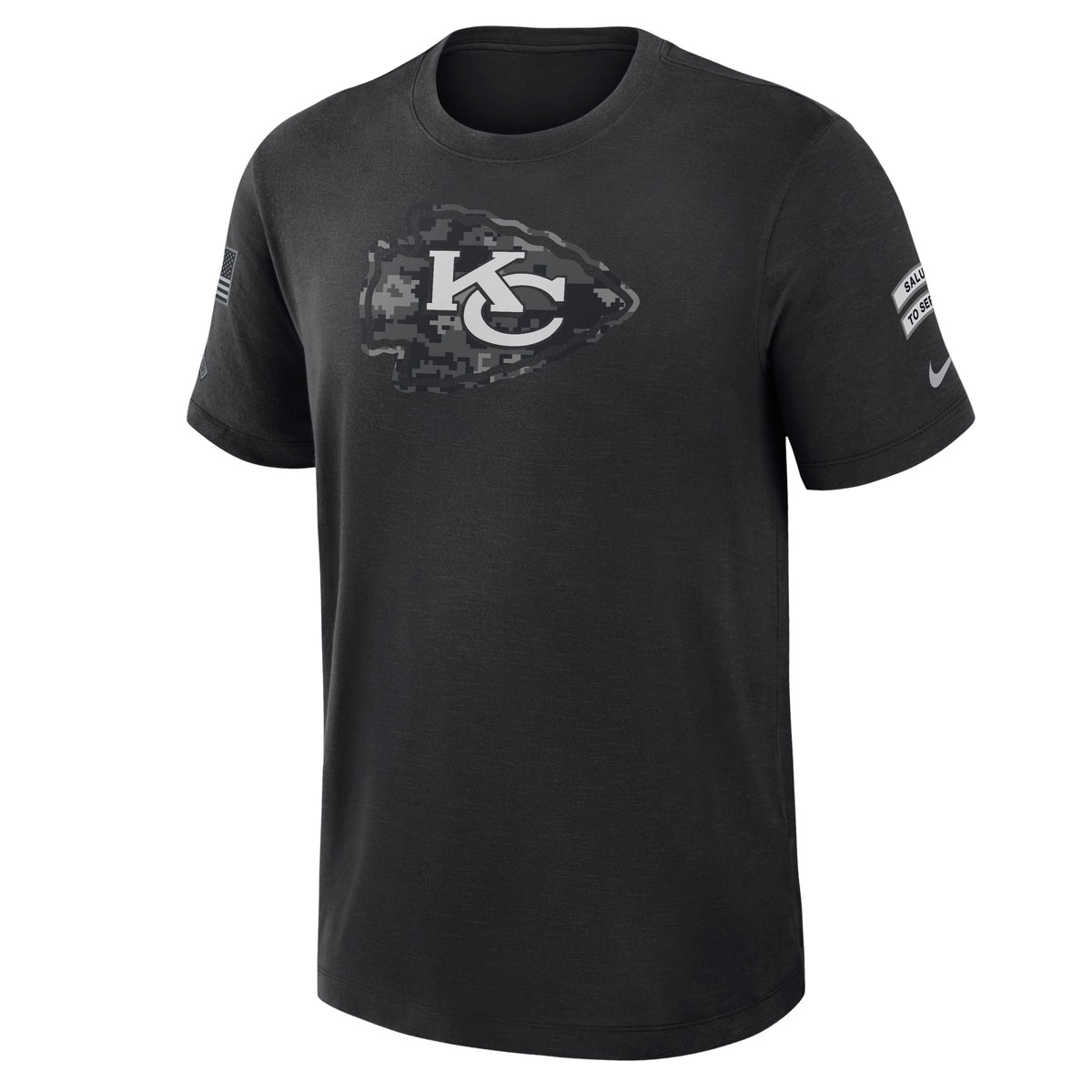 NFL Kansas City Chiefs Nike 2026 Salute to Service Slub Crew T-Shirt- Black