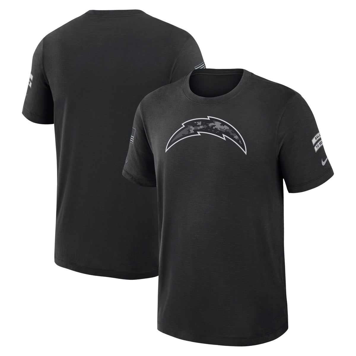 NFL Los Angeles Chargers Nike 2026 Salute to Service Slub Crew T-Shirt- Black