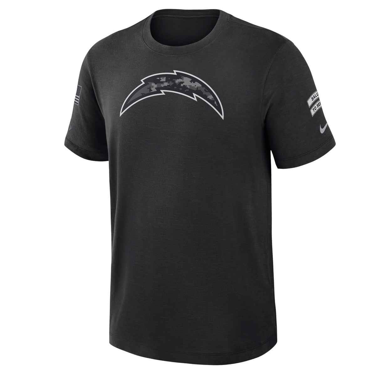 NFL Los Angeles Chargers Nike 2026 Salute to Service Slub Crew T-Shirt- Black