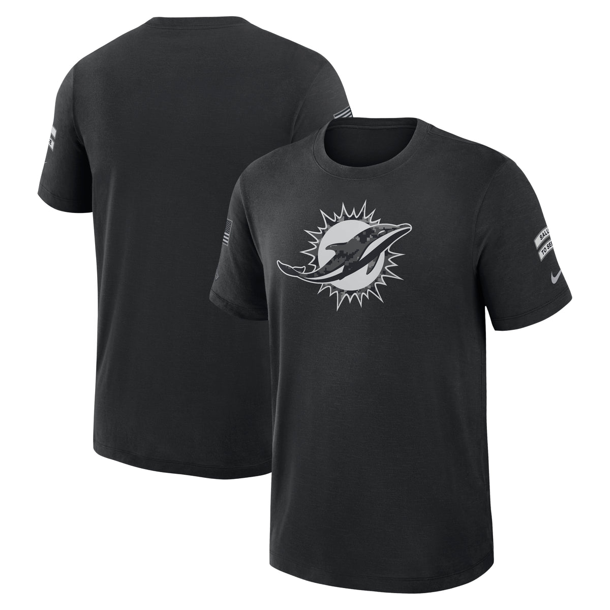 NFL Miami Dolphins Nike 2026 Salute to Service Slub Crew T-Shirt- Black