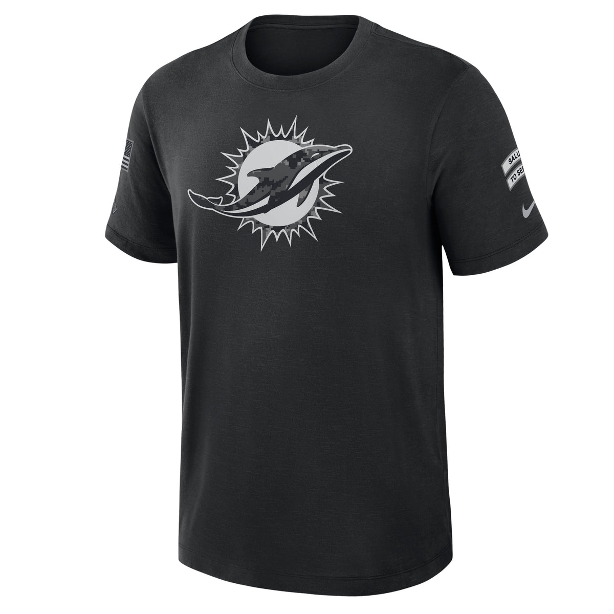 NFL Miami Dolphins Nike 2026 Salute to Service Slub Crew T-Shirt- Black