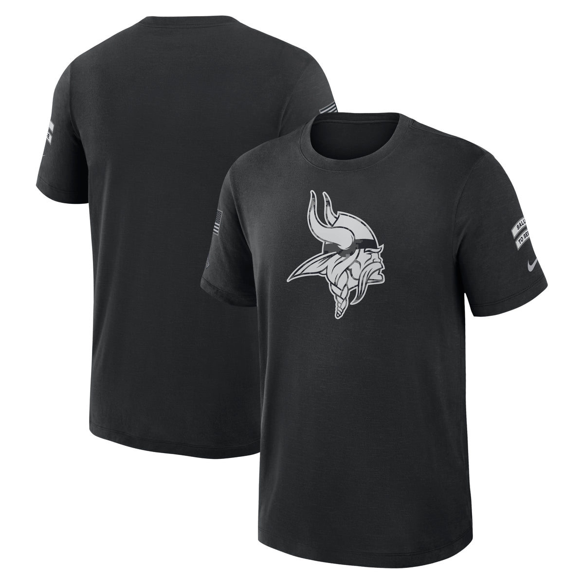 NFL Minnesota Vikings Nike 2026 Salute to Service Slub Crew T-Shirt- Black