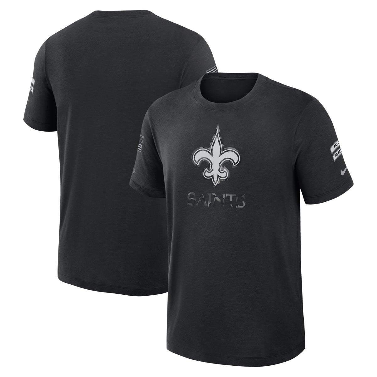 NFL New Orleans Saints Nike 2026 Salute to Service Slub Crew T-Shirt- Black