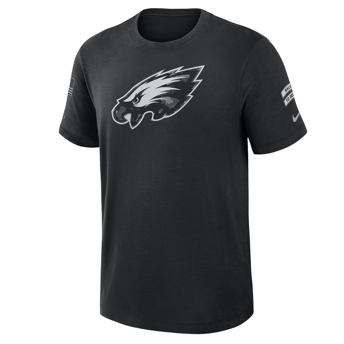 NFL Philadelphia Eagles Nike 2026 Salute to Service Slub Crew T-Shirt- Black