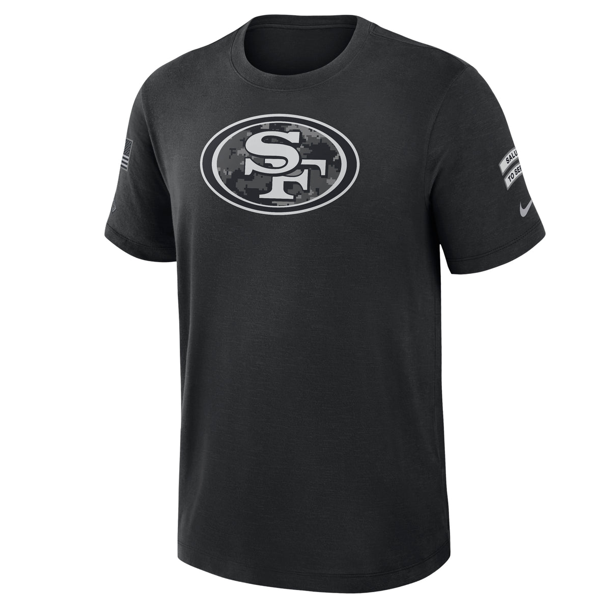 NFL San Francisco 49ers Nike 2026 Salute to Service Slub Crew T-Shirt- Black